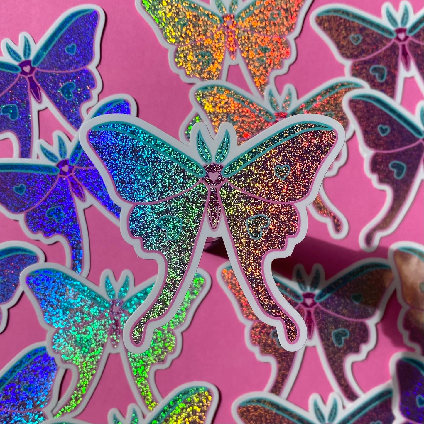 Love Luna Moth Sticker - Holographic Pixie Dust Sticker