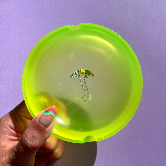 Neon Yellow Mushroom Ash Tray