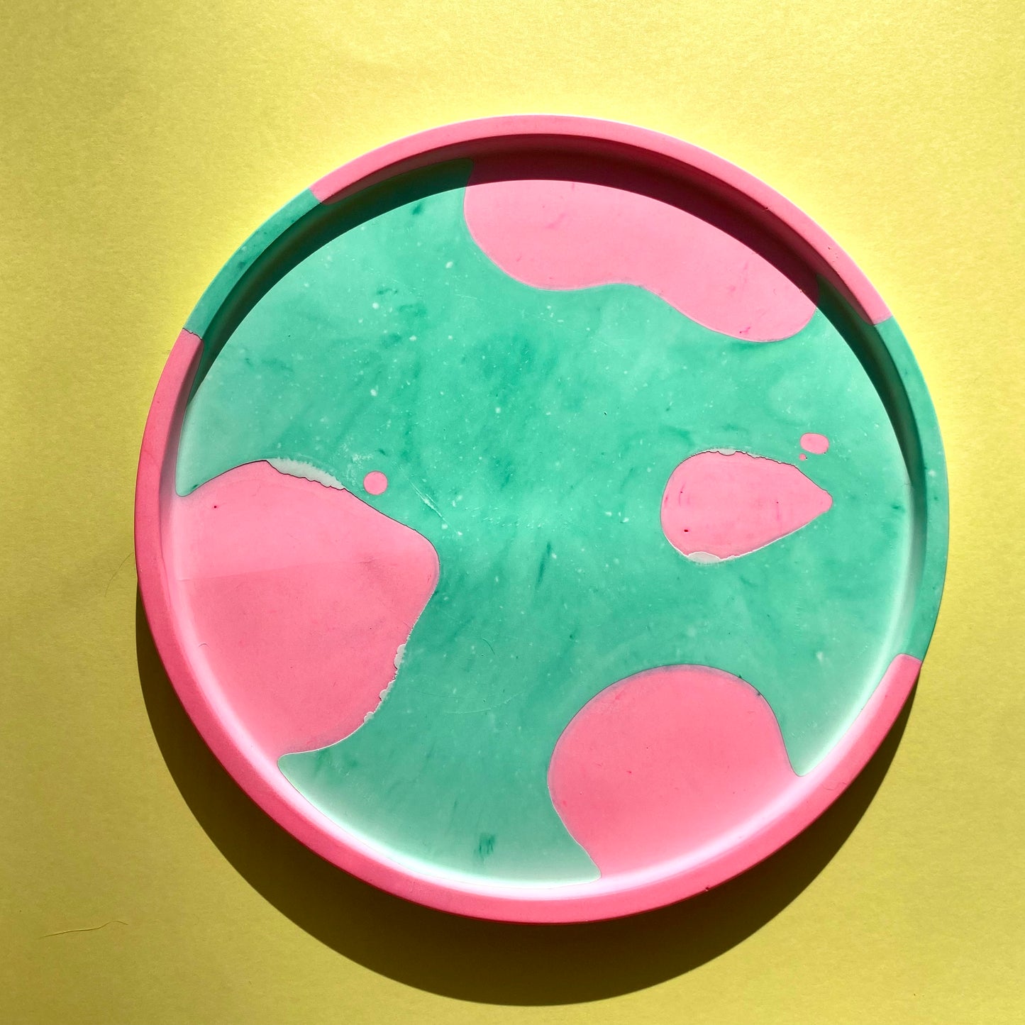 Pink & Green Round Tray