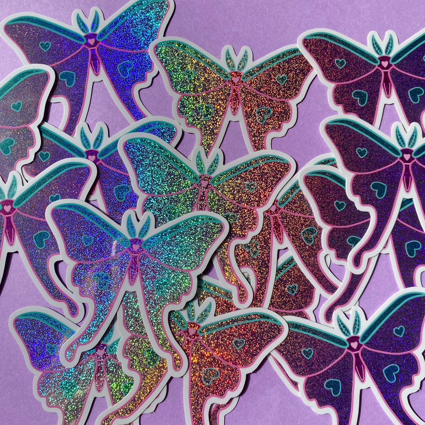 Love Luna Moth Sticker - Holographic Pixie Dust Sticker