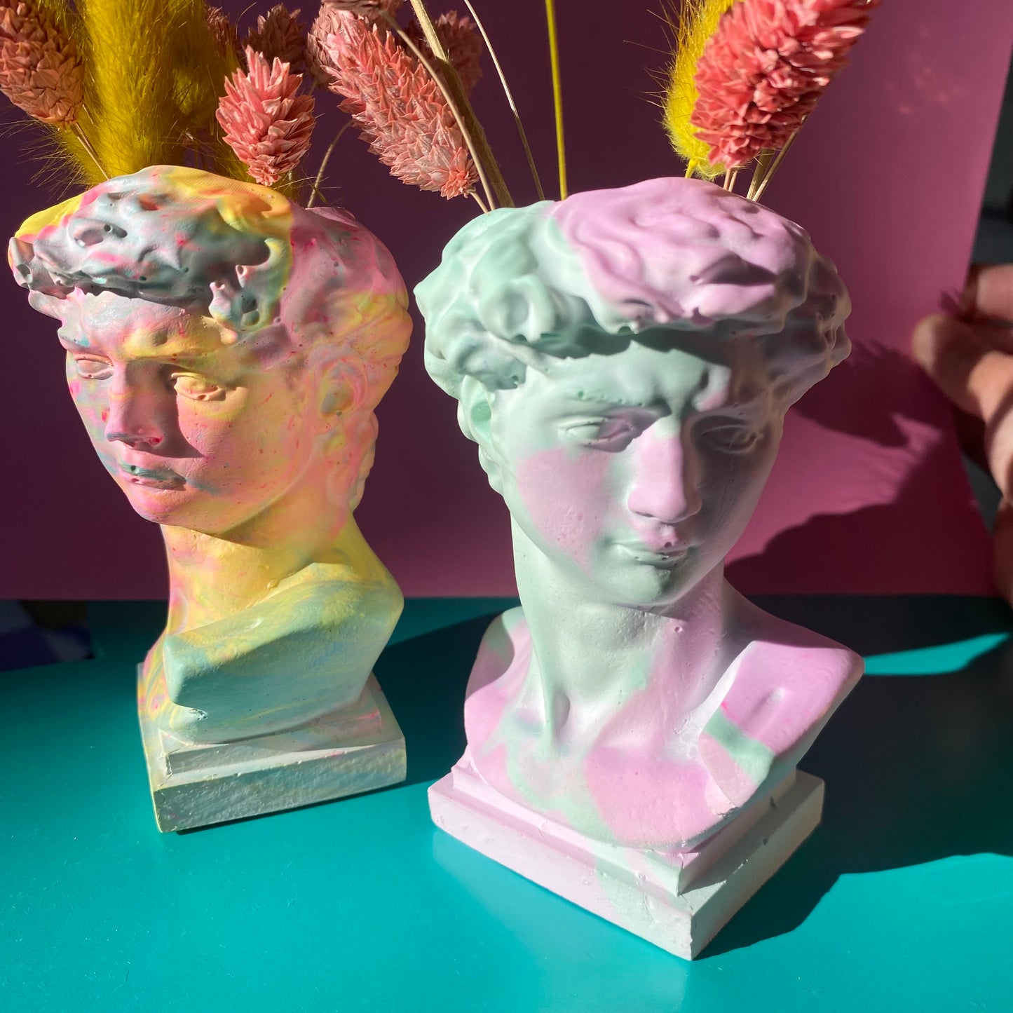 Colorful David Statue Vases