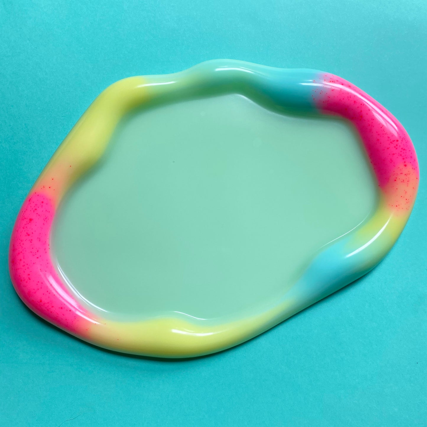 Rainbow & Pale Green Blob Tray