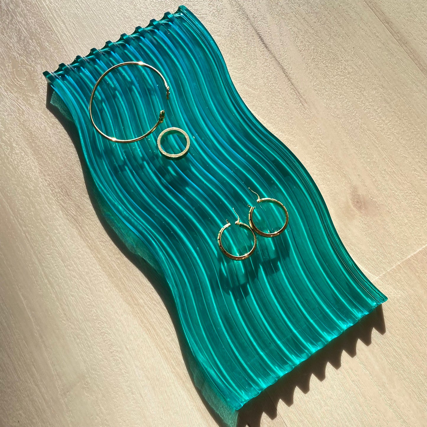 Teal Wavy Tray