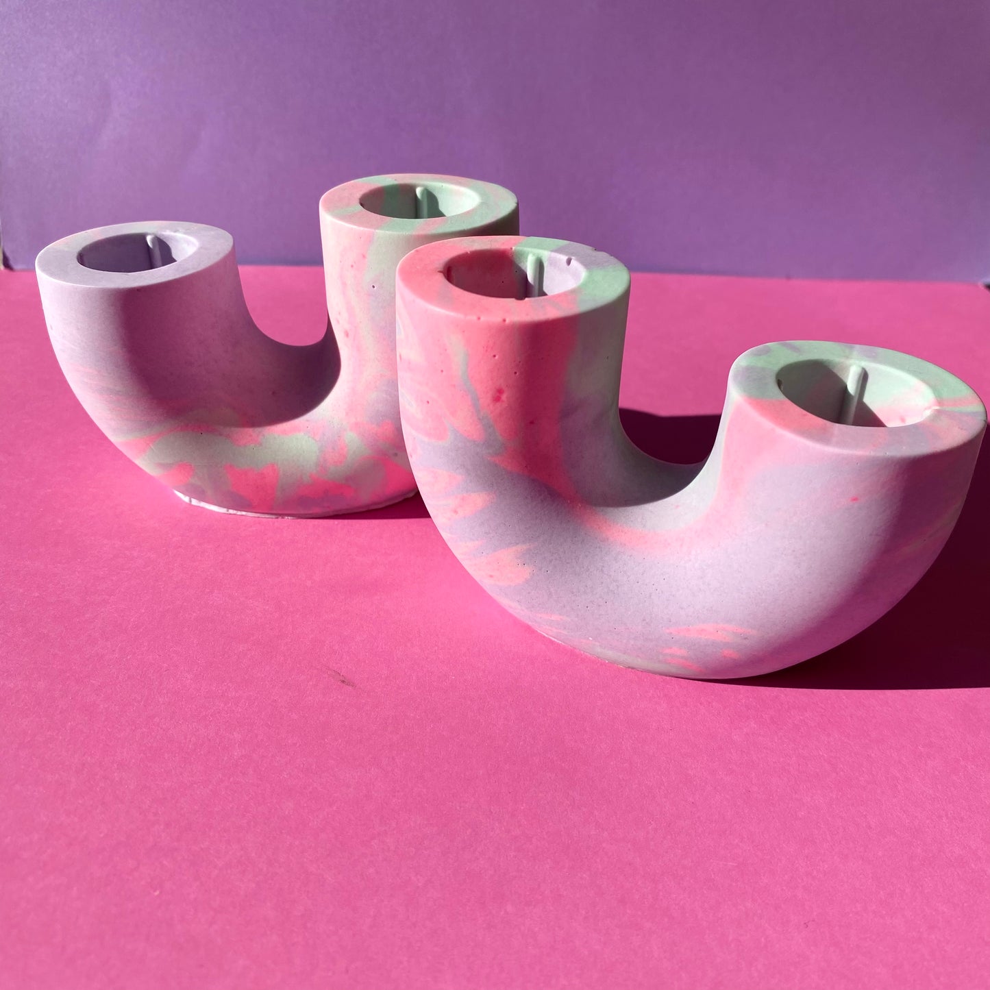 Pink & Purple Abstract Candle Holders - Taper Candle Holders