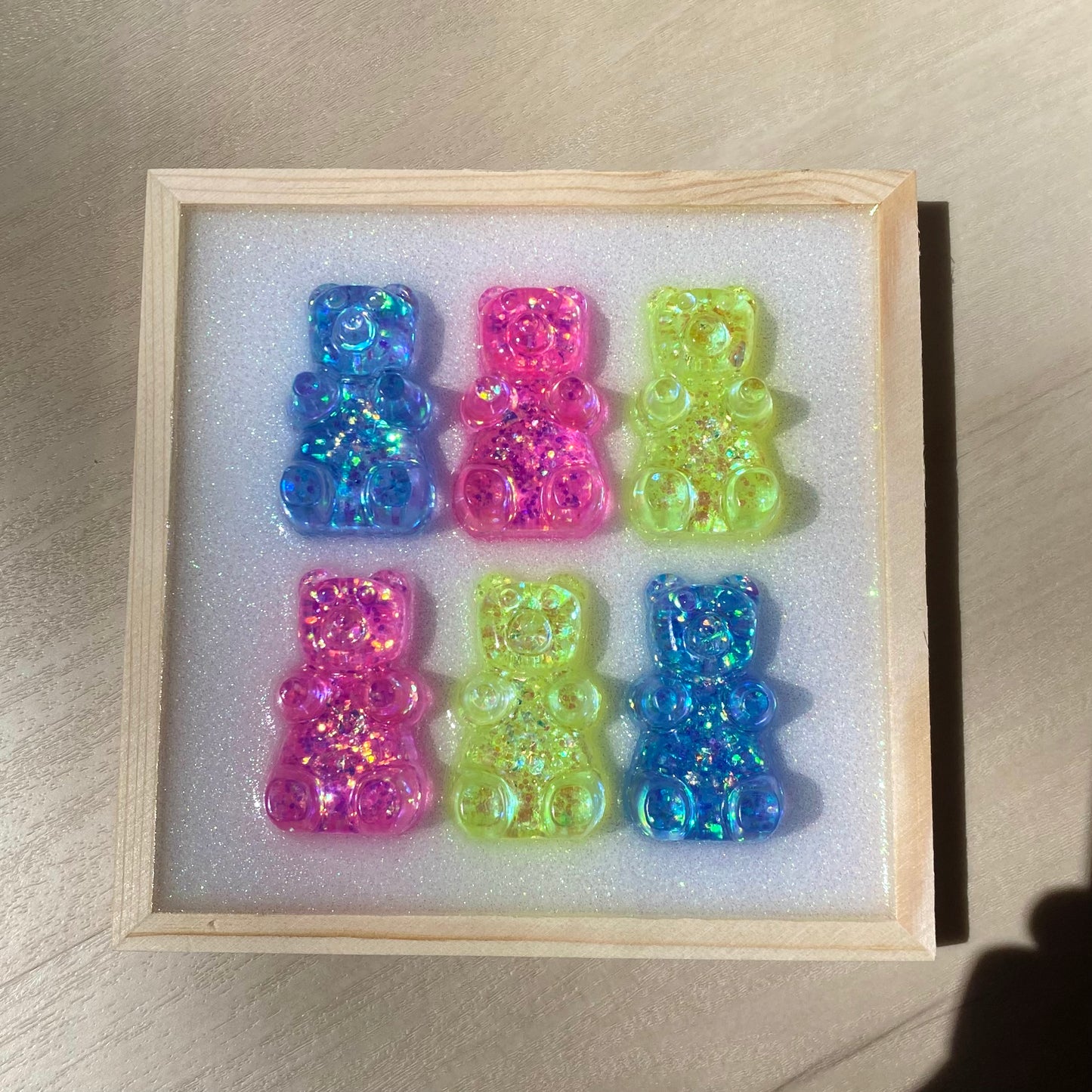 Pastel Glitter Gummy Bear Wall Art - 3D Pop Art Wall Decor