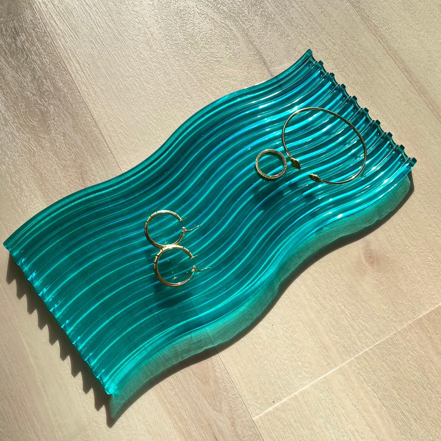 Teal Wavy Tray