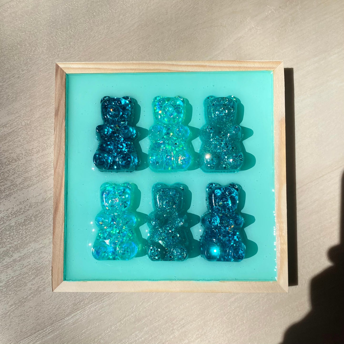 Teal Glitter Gummy Bear Wall Art - 3D Pop Art Wall Decor