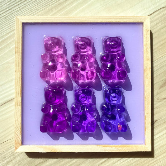 Purple Gradient Gummy Bear Wall Art - 3D Pop Art Wall Decor