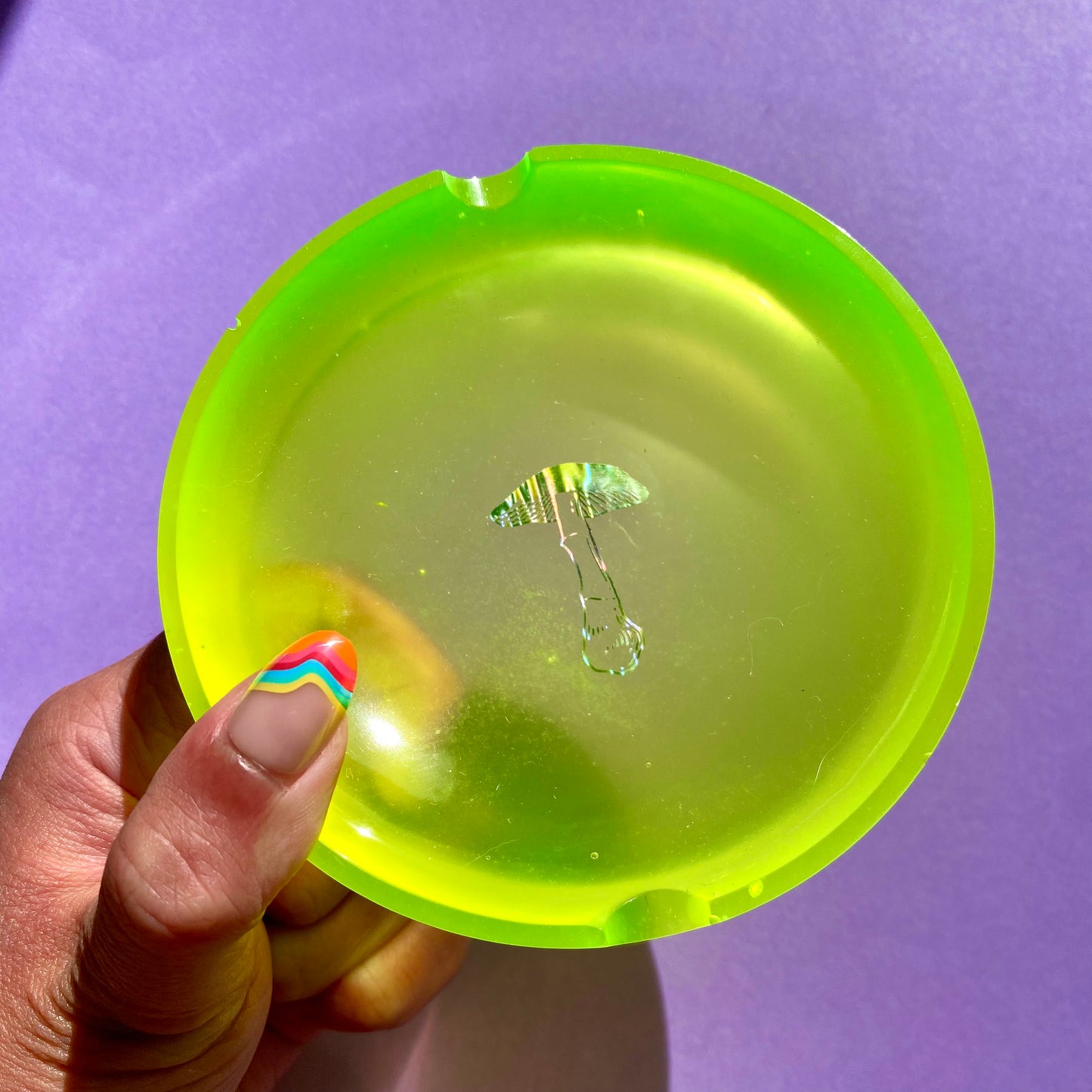 Neon Yellow Mushroom Ash Tray