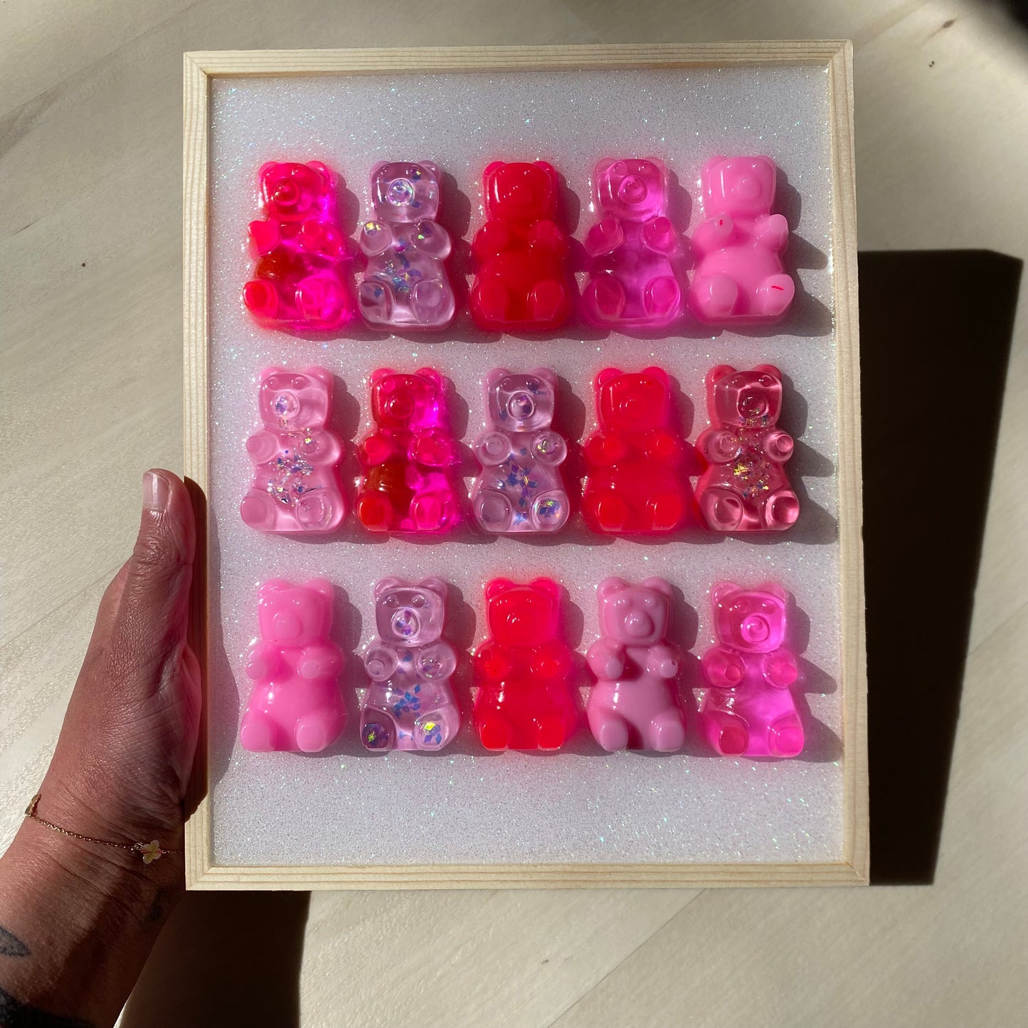 Pink Gradient Gummy Bear Wall Art - 3D Pop Art Wall Decor