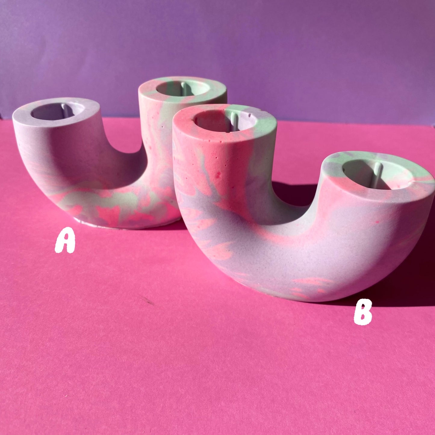 Pink & Purple Abstract Candle Holders - Taper Candle Holders