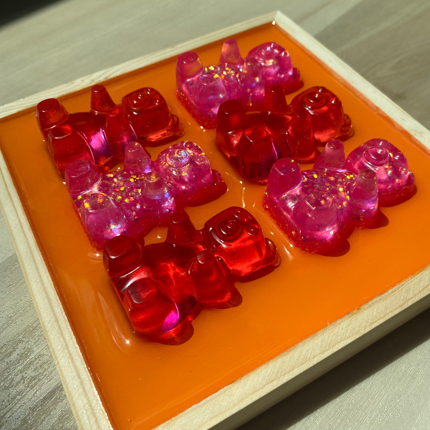 Pink & Orange Gummy Bear Wall Art - 3D Pop Art Wall Decor