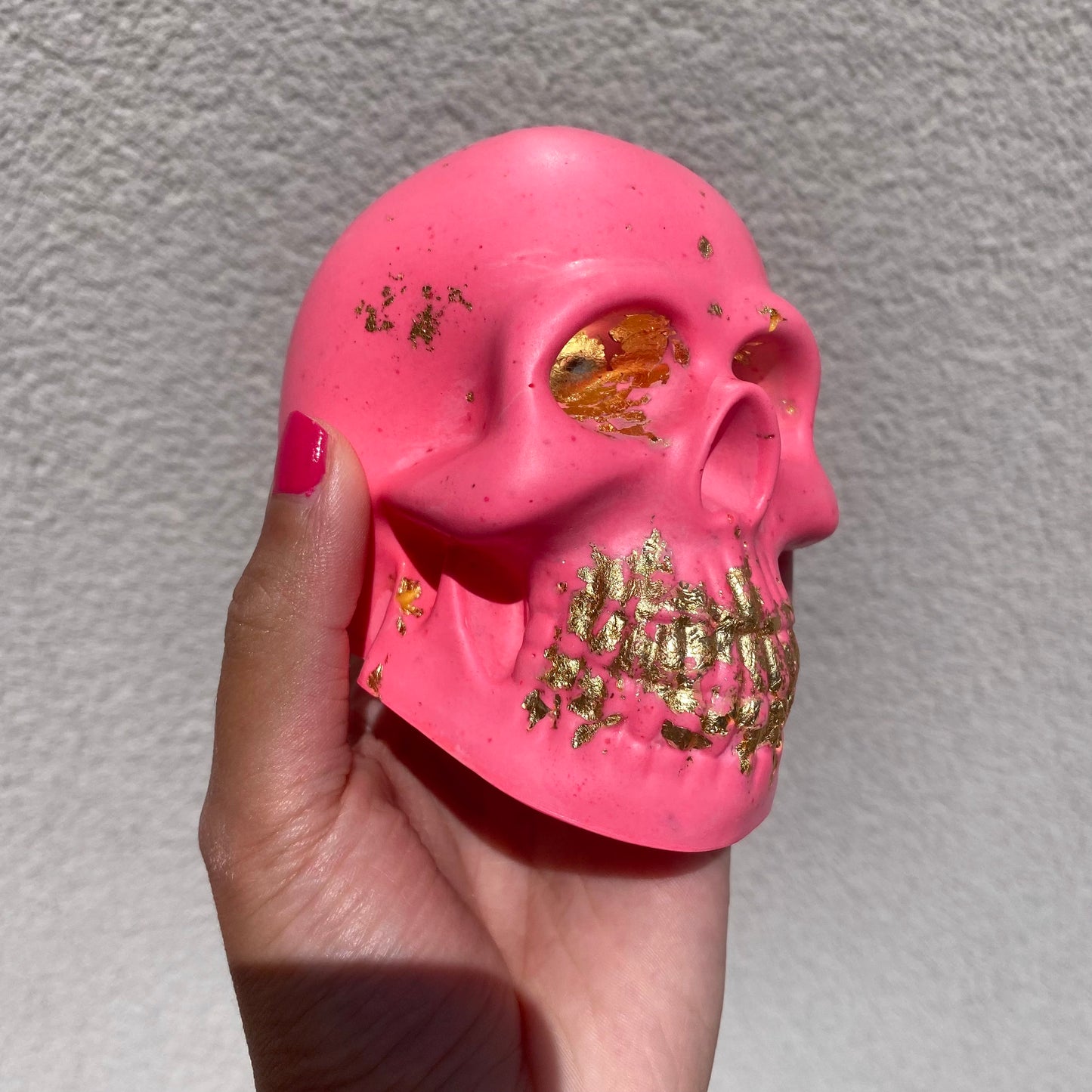 Pink & Gold Decorative Skull - Maximalist Home Decor