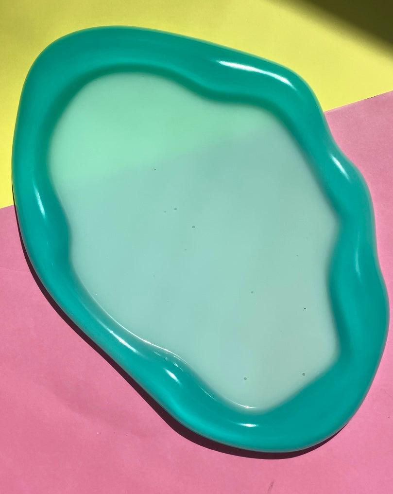 Teal Color Block Blob Tray