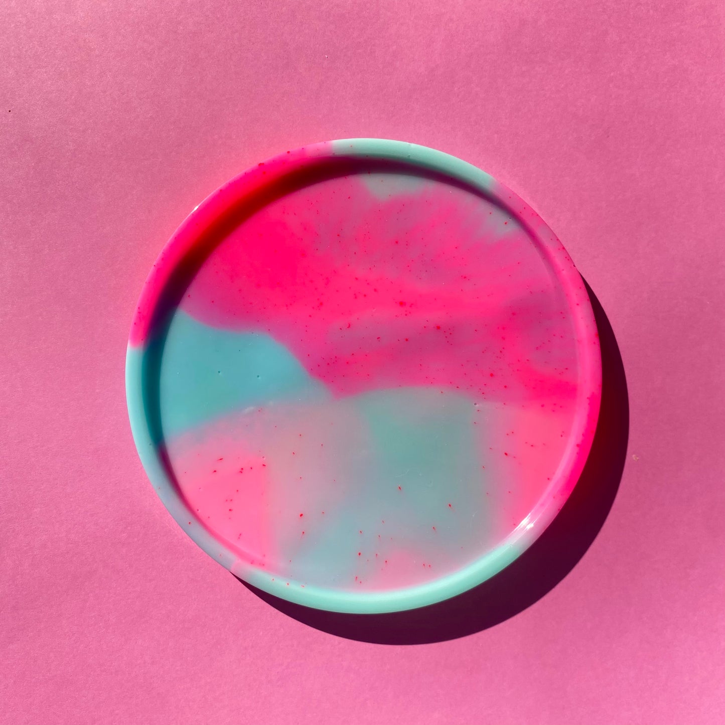 Neon Pink & Blue Round Tray