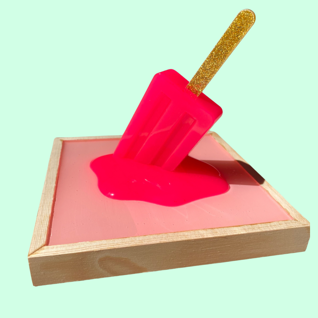 Melting Strawberry Pink Popsicle Wall Art - 3D Pop Art Wall Decor