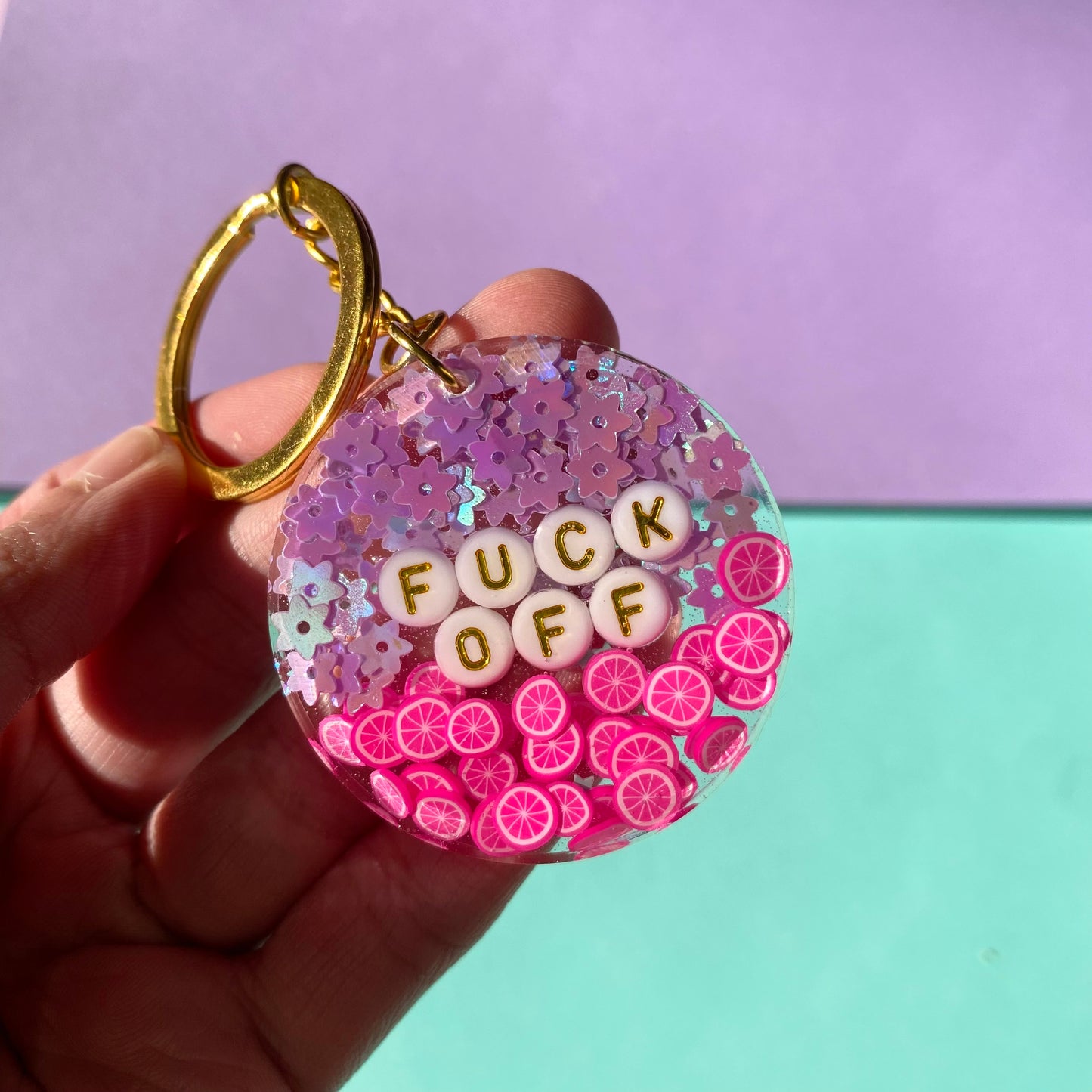 Glitter Key Chains - Gold Key Rings