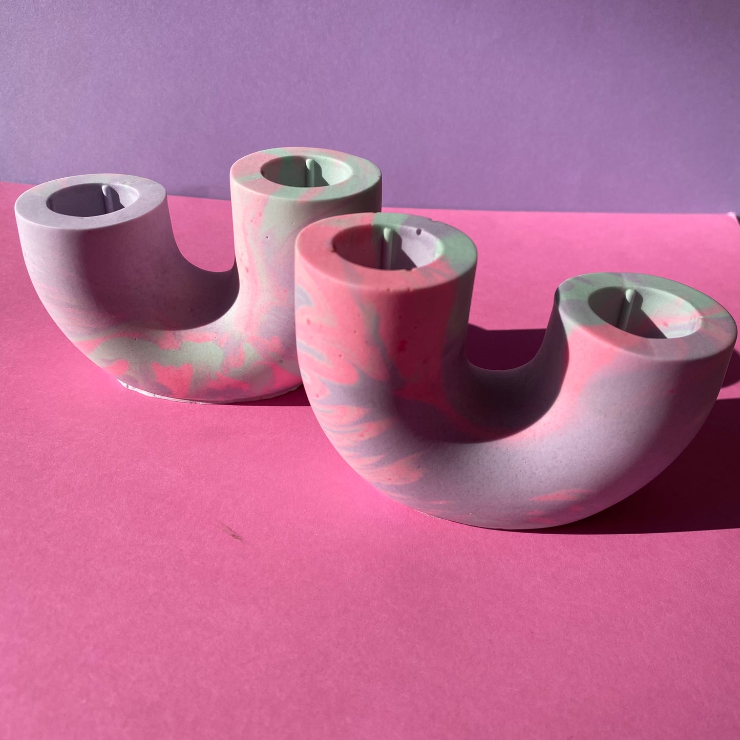 Pink & Purple Abstract Candle Holders - Taper Candle Holders