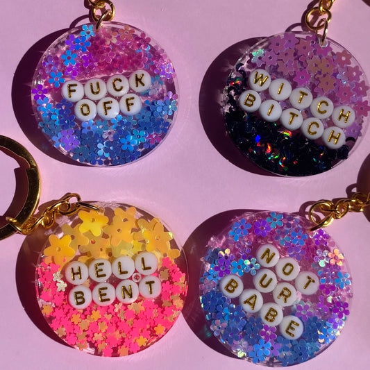 Whimsical Glitter Key Chains - Gold Key Rings