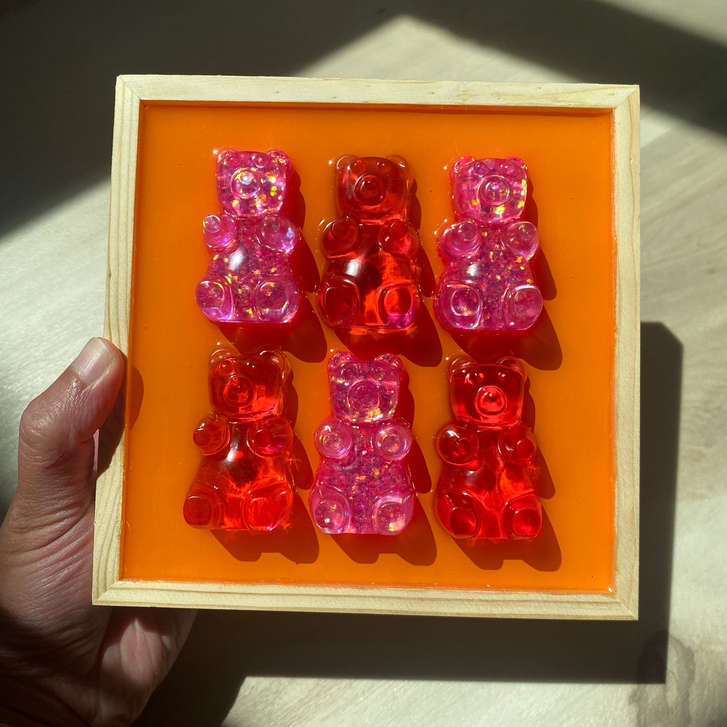 Pink & Orange Gummy Bear Wall Art - 3D Pop Art Wall Decor