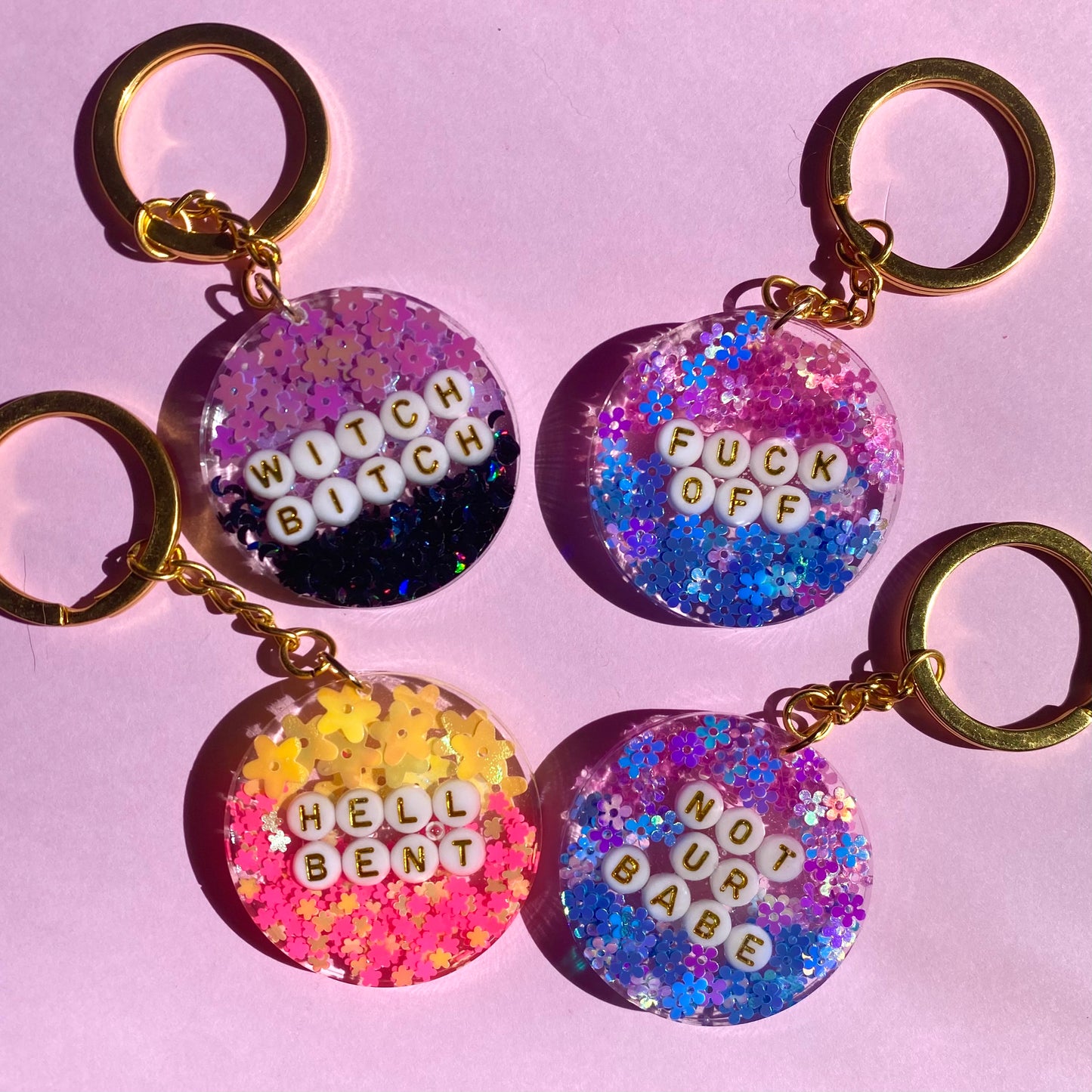 Whimsical Glitter Key Chains - Gold Key Rings