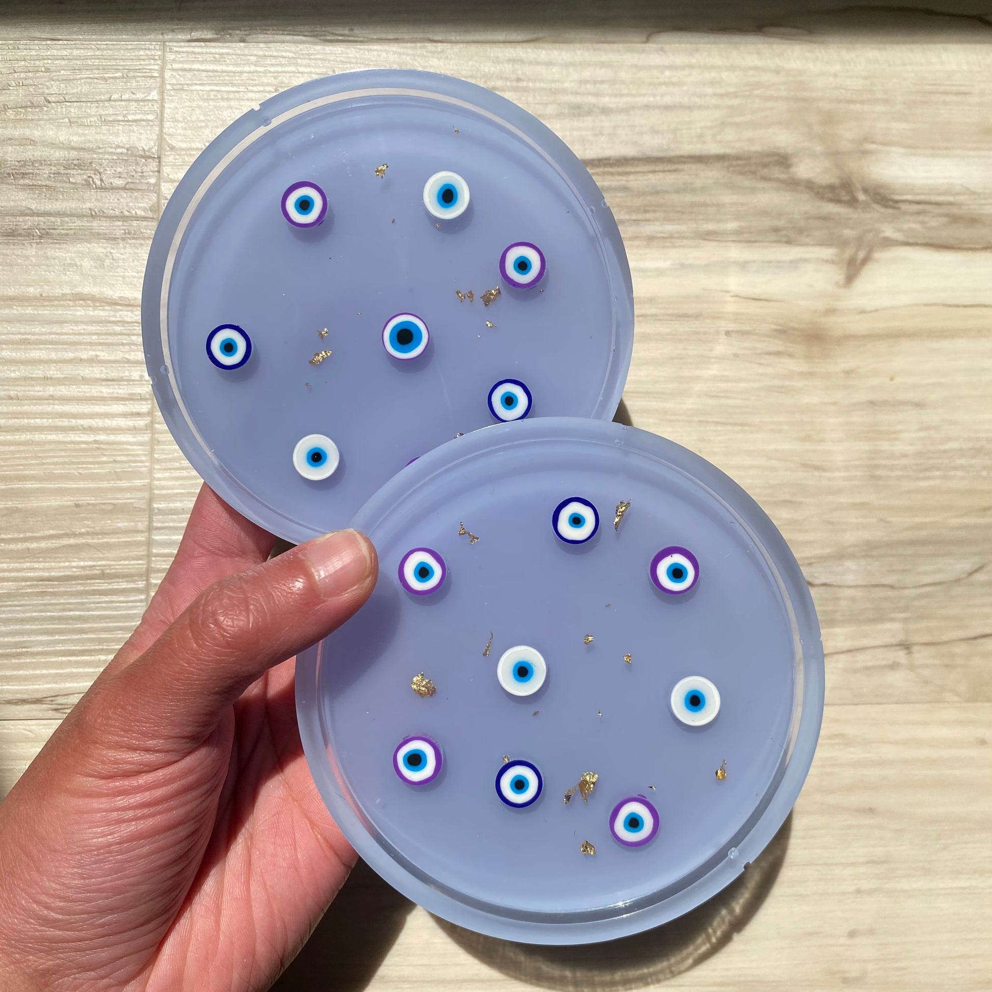 Periwinkle Evil Eye Coaster Set