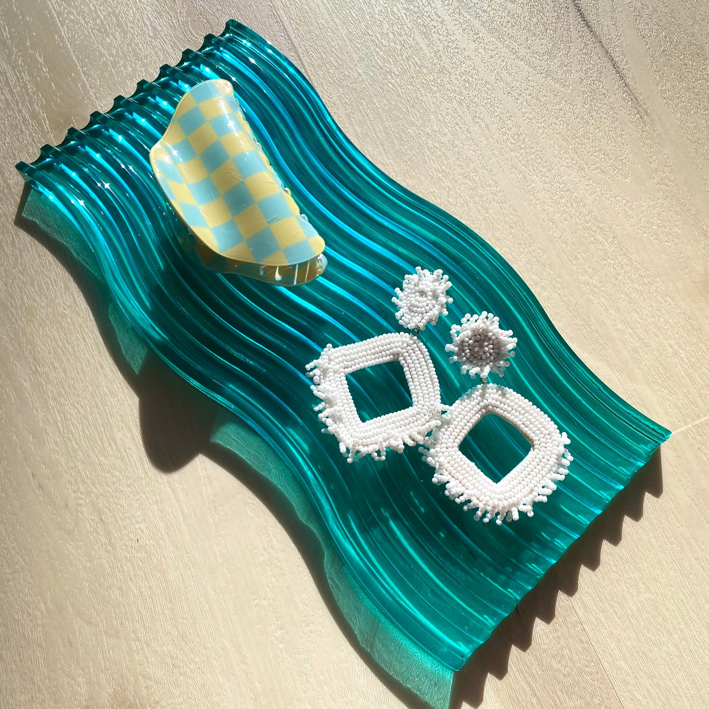 Teal Wavy Tray