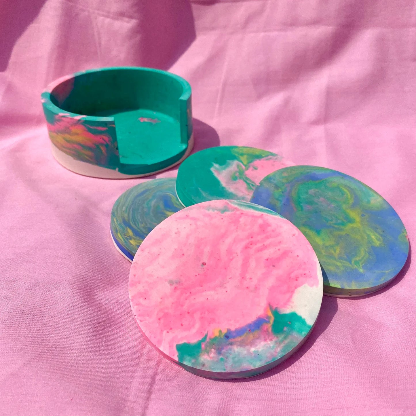 Colorful Coaster Set & Coaster Holder