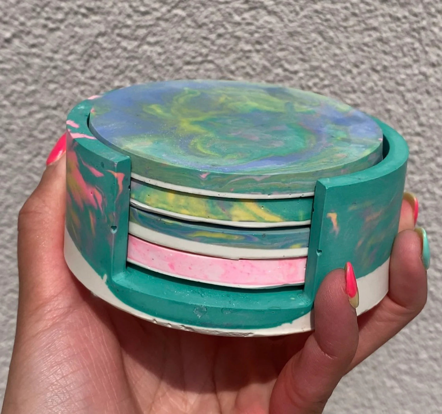 Colorful Coaster Set & Coaster Holder