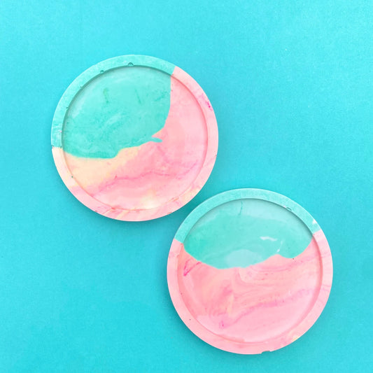 Mint & Pink Pastel Coaster Set