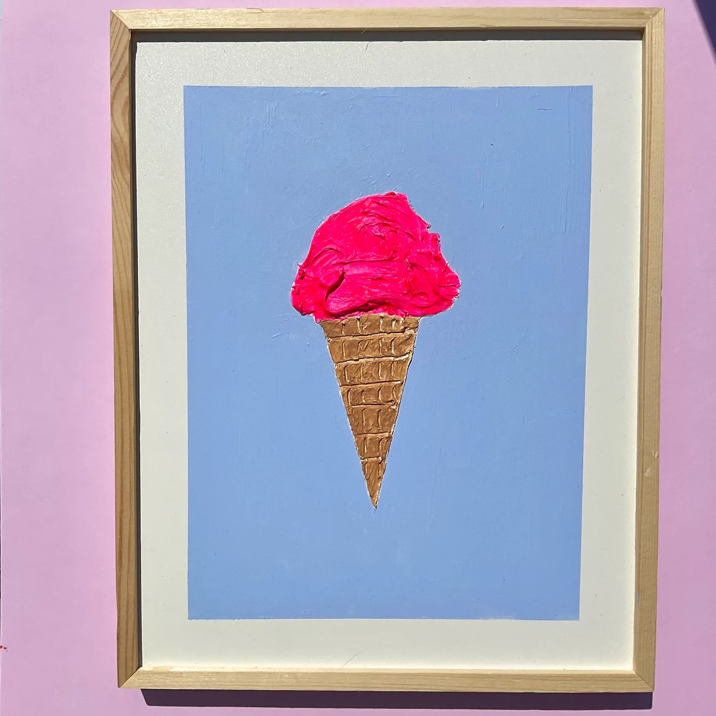 Ice Cream Cone Wall Decor- Textured Wall Art