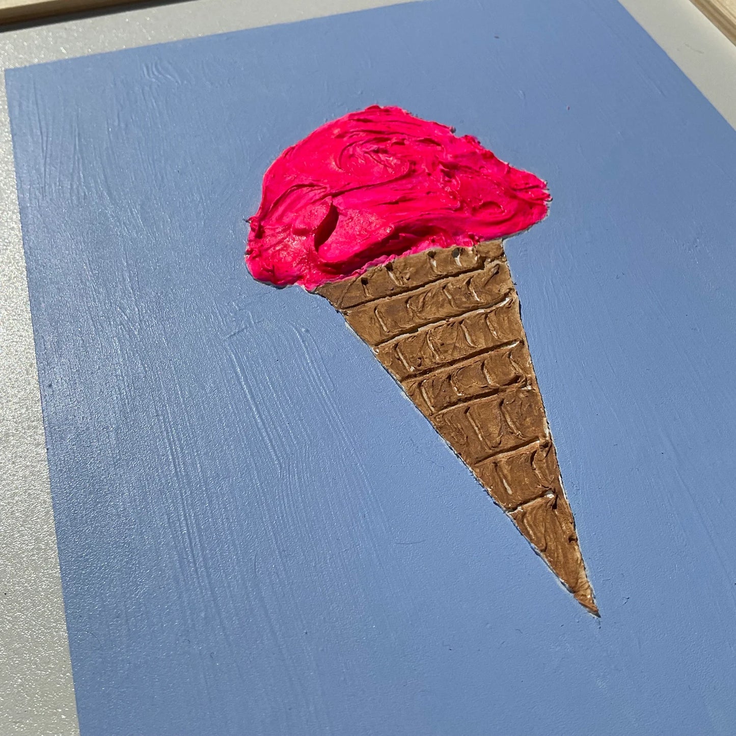 Ice Cream Cone Wall Decor- Textured Wall Art