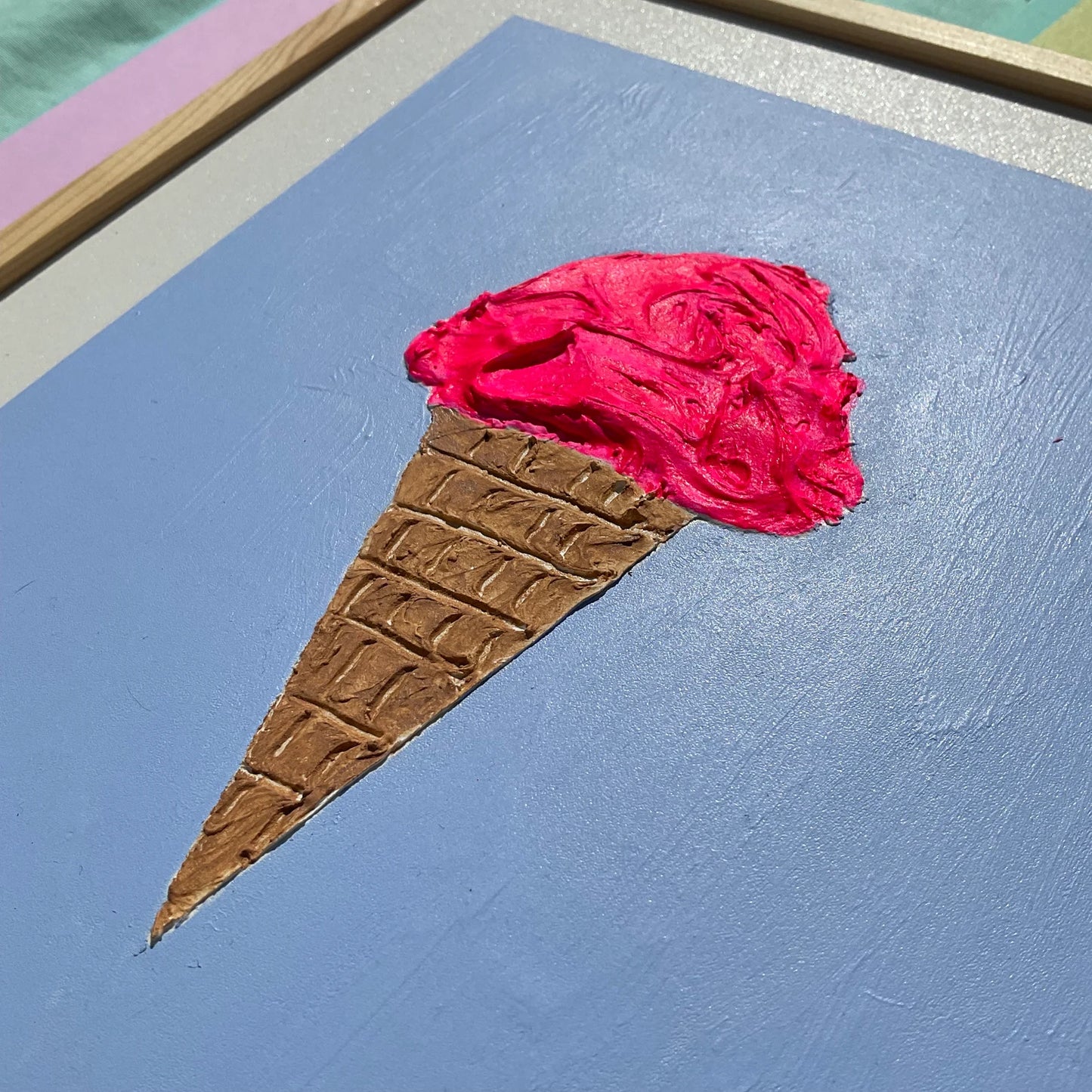 Ice Cream Cone Wall Decor- Textured Wall Art