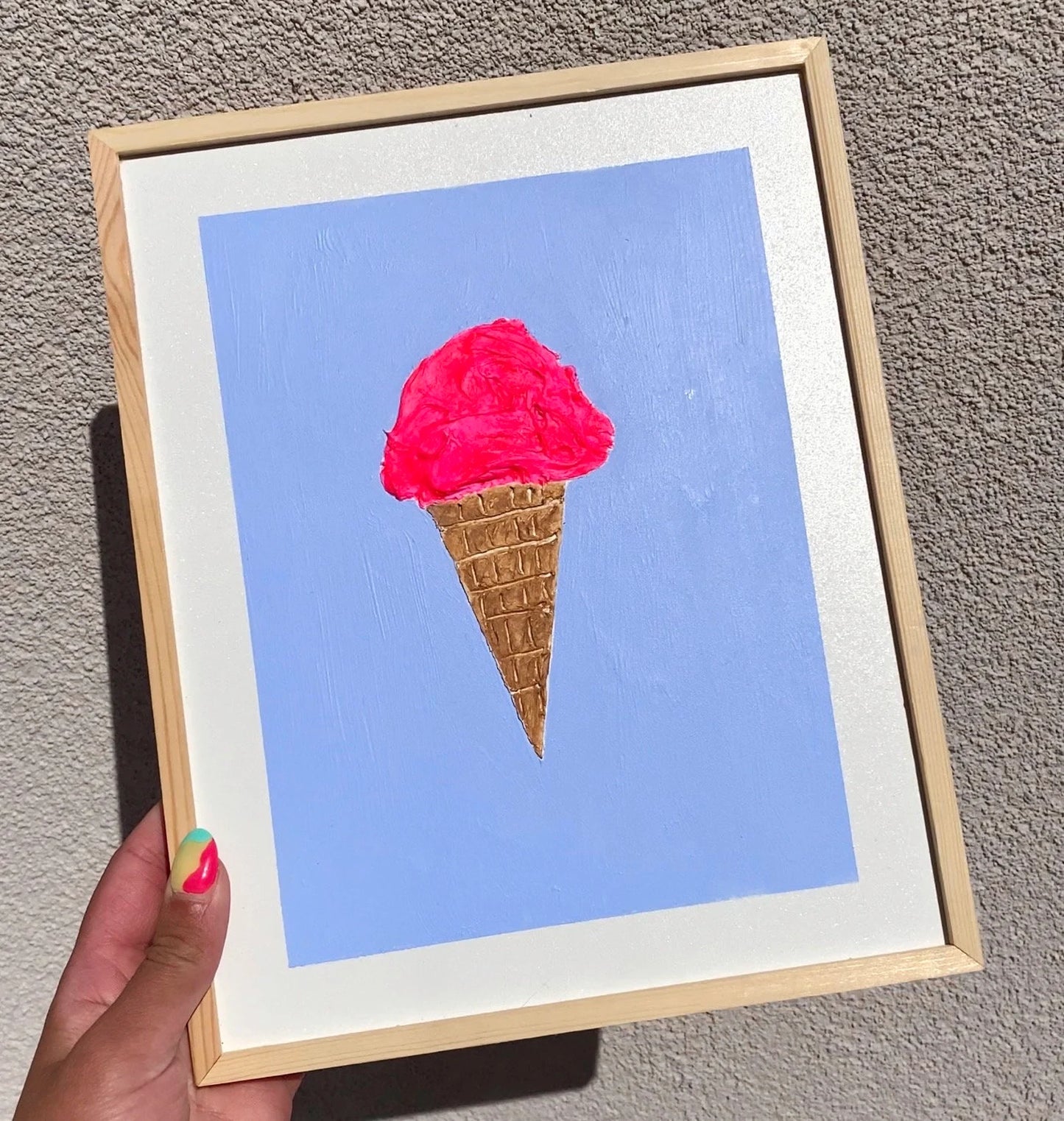 Ice Cream Cone Wall Decor- Textured Wall Art