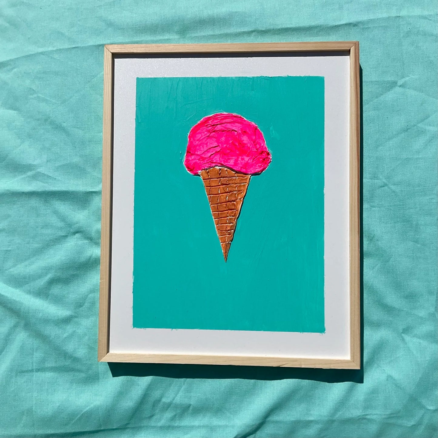 Ice Cream Cone Wall Decor- Textured Wall Art