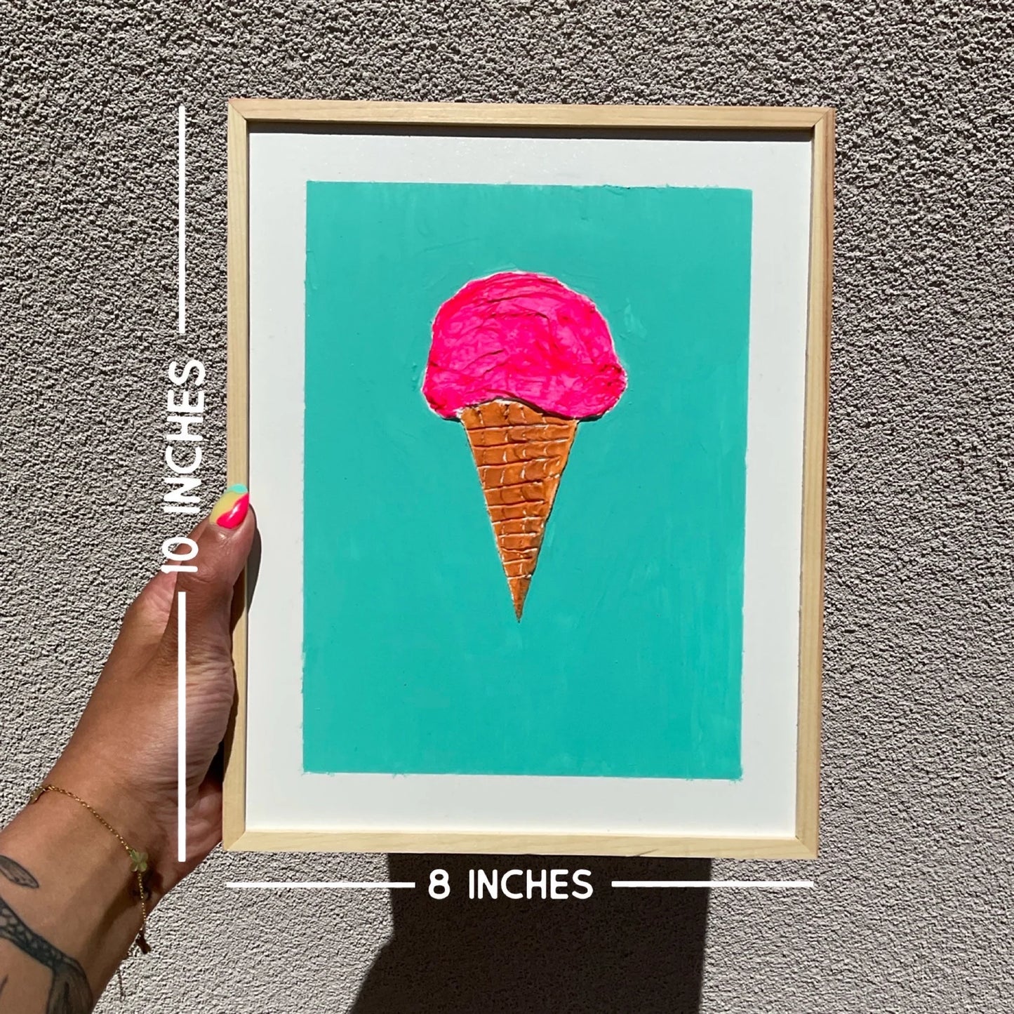 Ice Cream Cone Wall Decor- Textured Wall Art