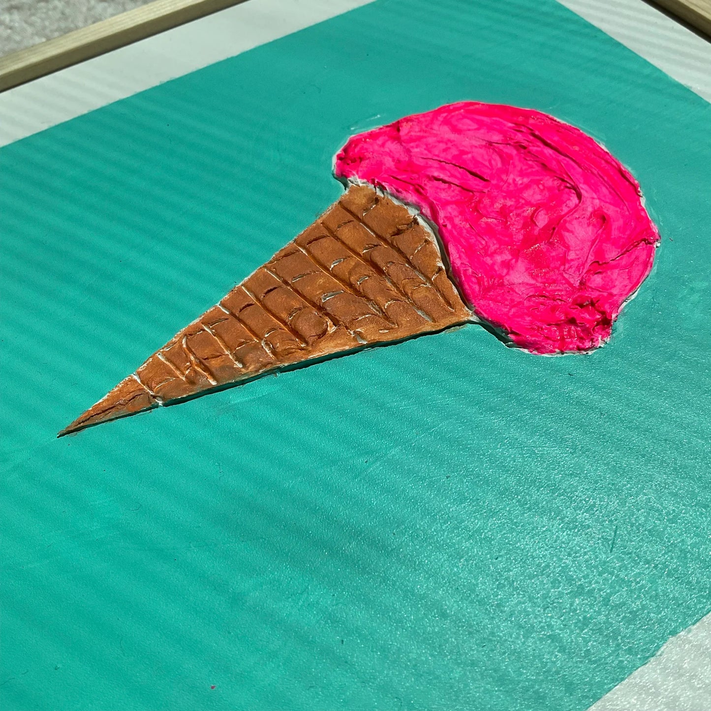 Ice Cream Cone Wall Decor- Textured Wall Art