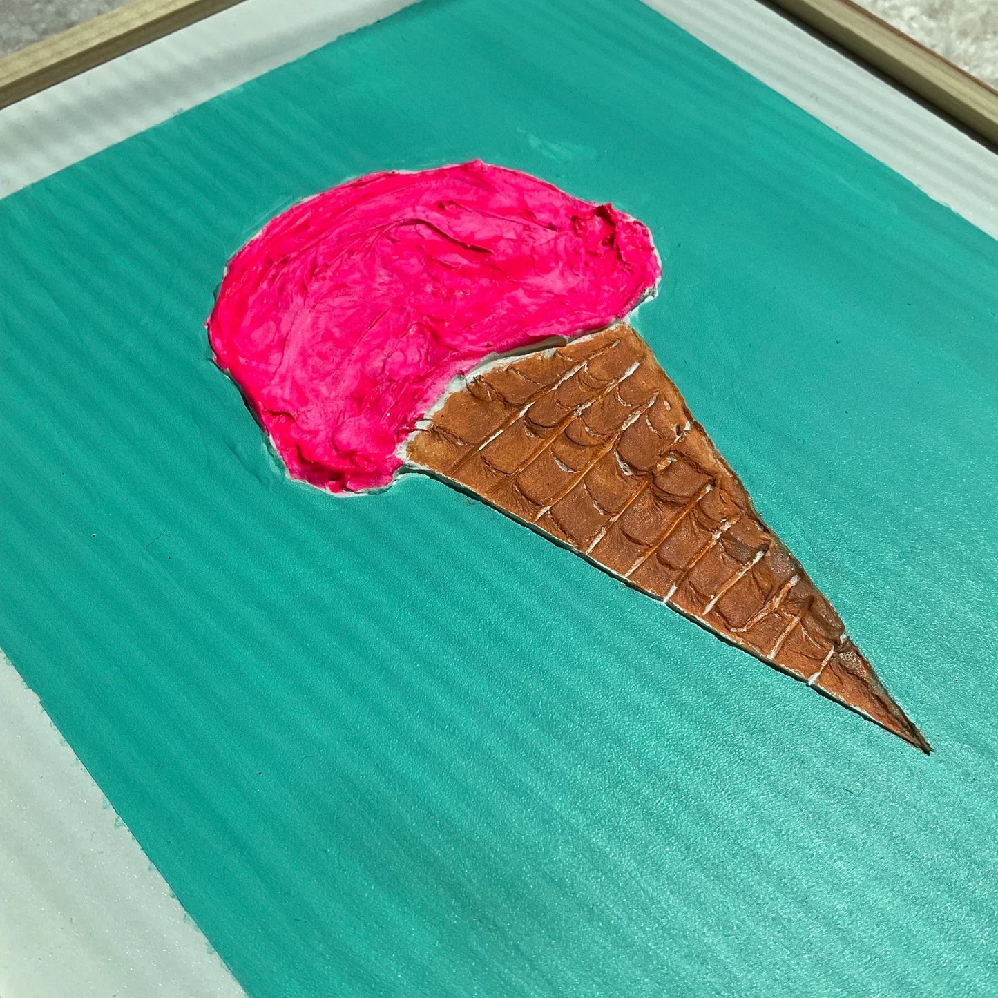 Ice Cream Cone Wall Decor- Textured Wall Art