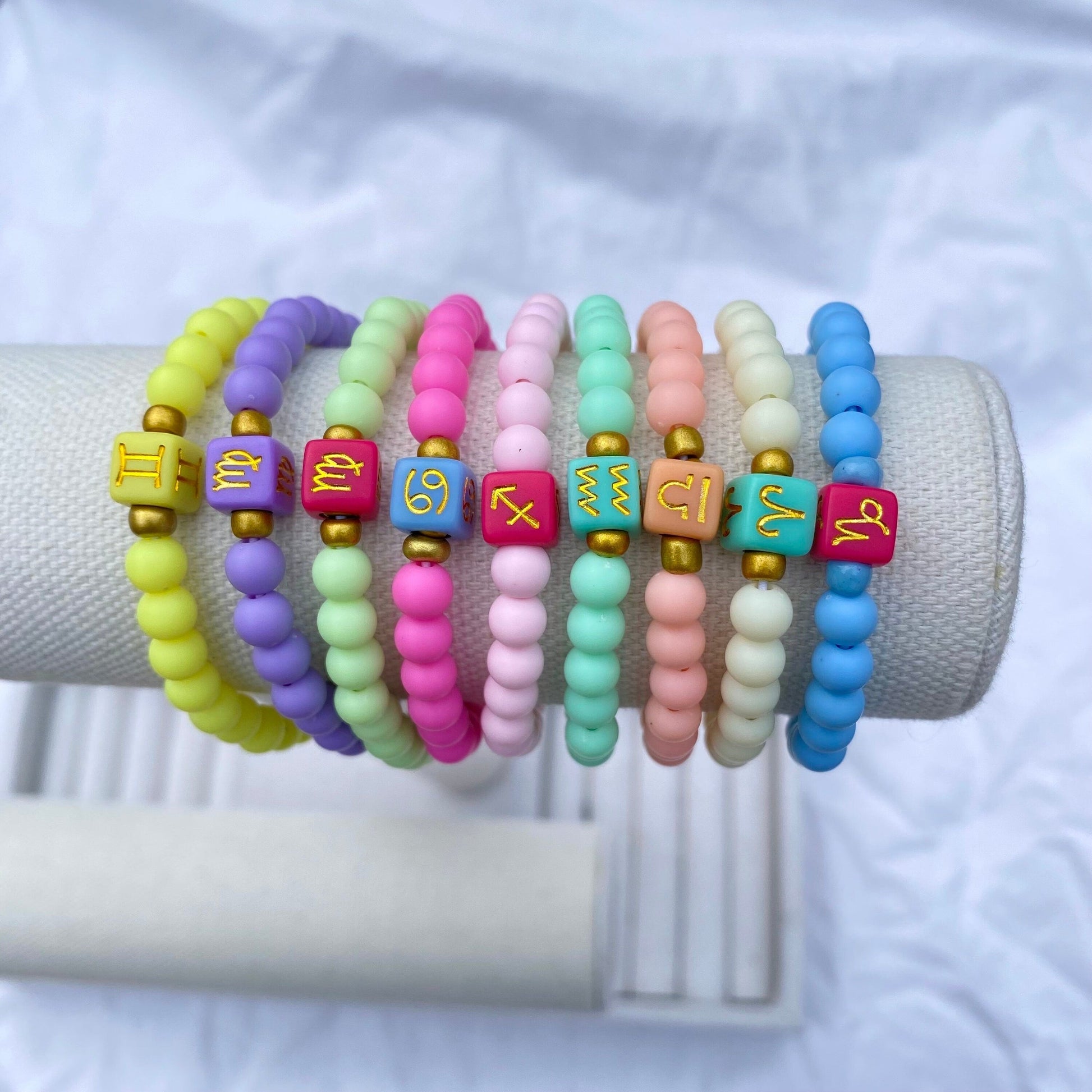 Zodiac Sign Bracelets - Pastel Beaded Bracelets, Zodiac Bracelets, Colorful Bracelets- Zodiac Jewelry, Astrology Jewelry