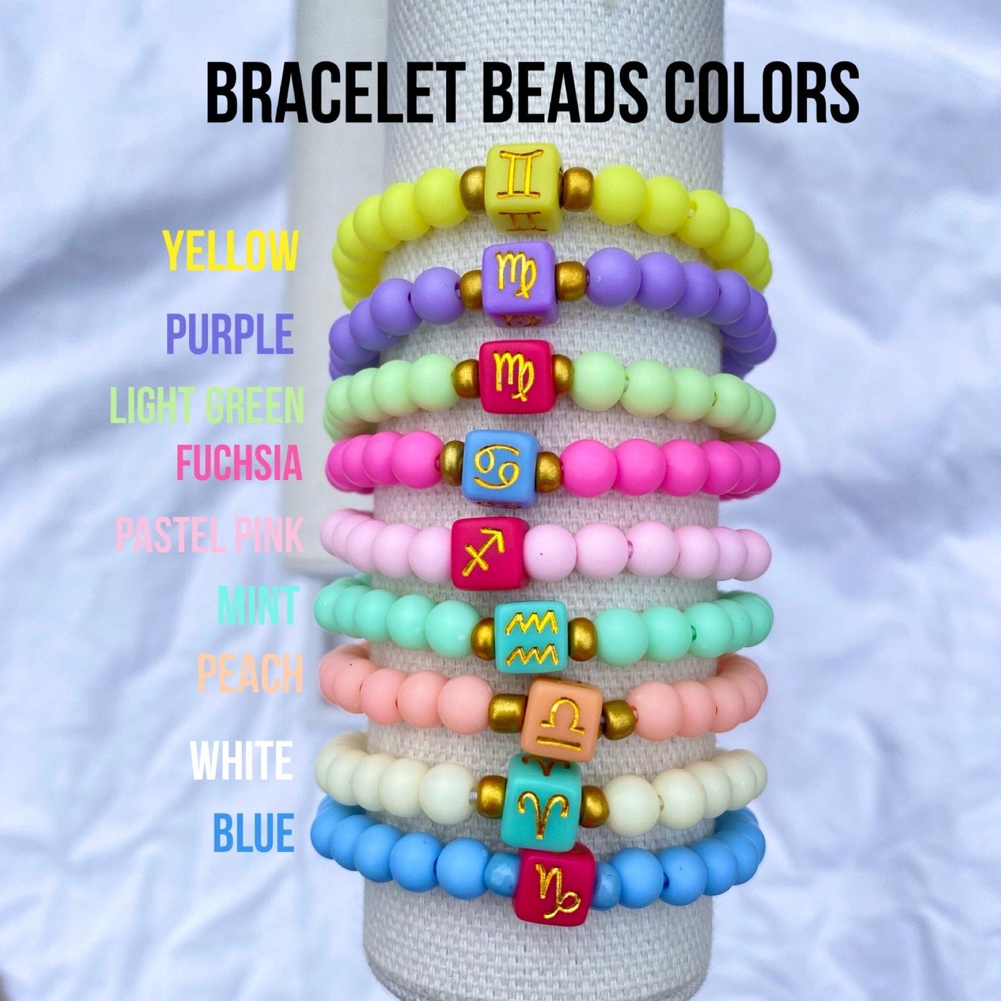 Zodiac Sign Bracelets - Pastel Beaded Bracelets, Zodiac Bracelets, Colorful Bracelets- Zodiac Jewelry, Astrology Jewelry