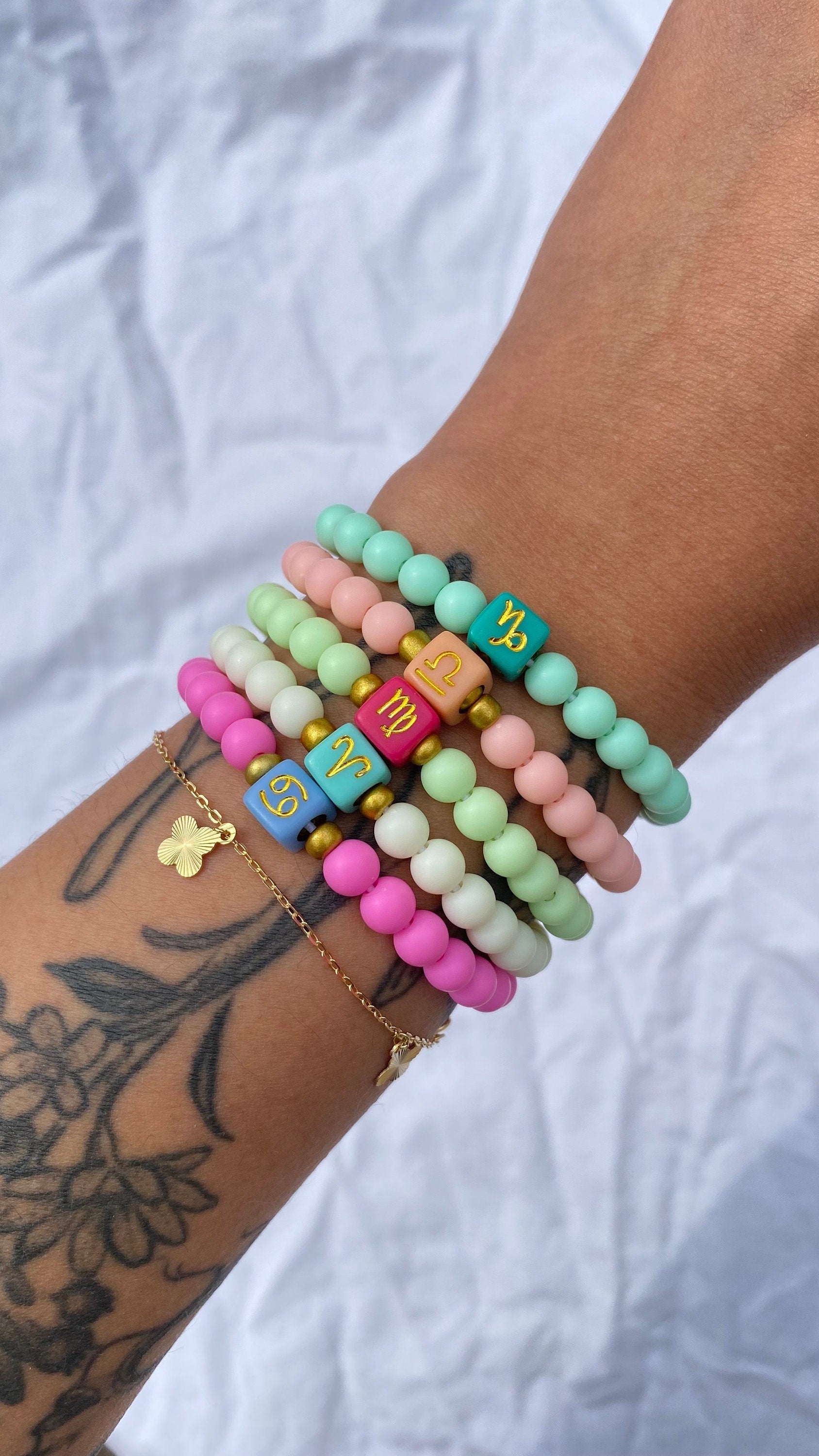 Zodiac Sign Bracelets - Pastel Beaded Bracelets, Zodiac Bracelets, Colorful Bracelets- Zodiac Jewelry, Astrology Jewelry