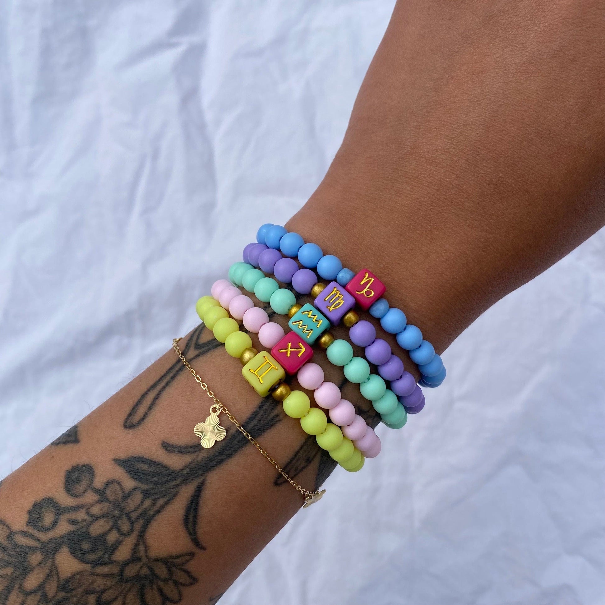 Zodiac Sign Bracelets - Pastel Beaded Bracelets, Zodiac Bracelets, Colorful Bracelets- Zodiac Jewelry, Astrology Jewelry