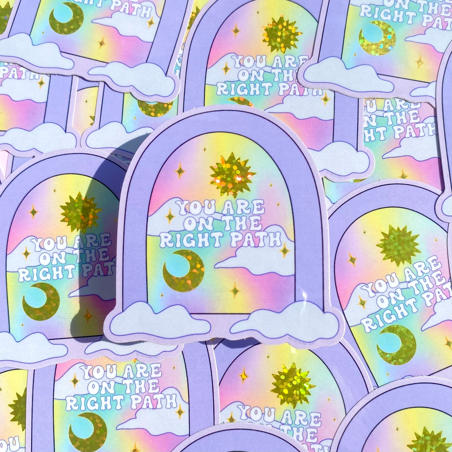 'You Are on The Right Path' Glitter Sticker