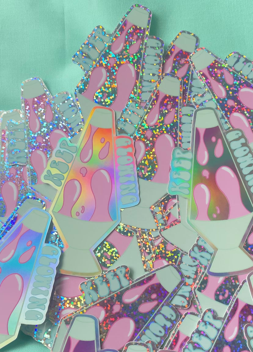 Lava Lamp Sticker 'Keep Glowing" - Holographic/Glitter Stickers