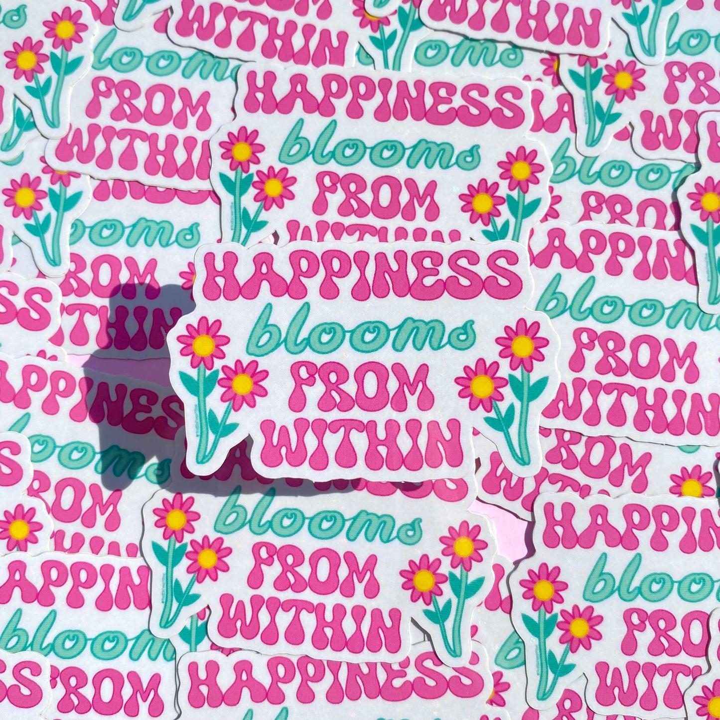 'Happiness Blooms from Within' Glossy Sticker