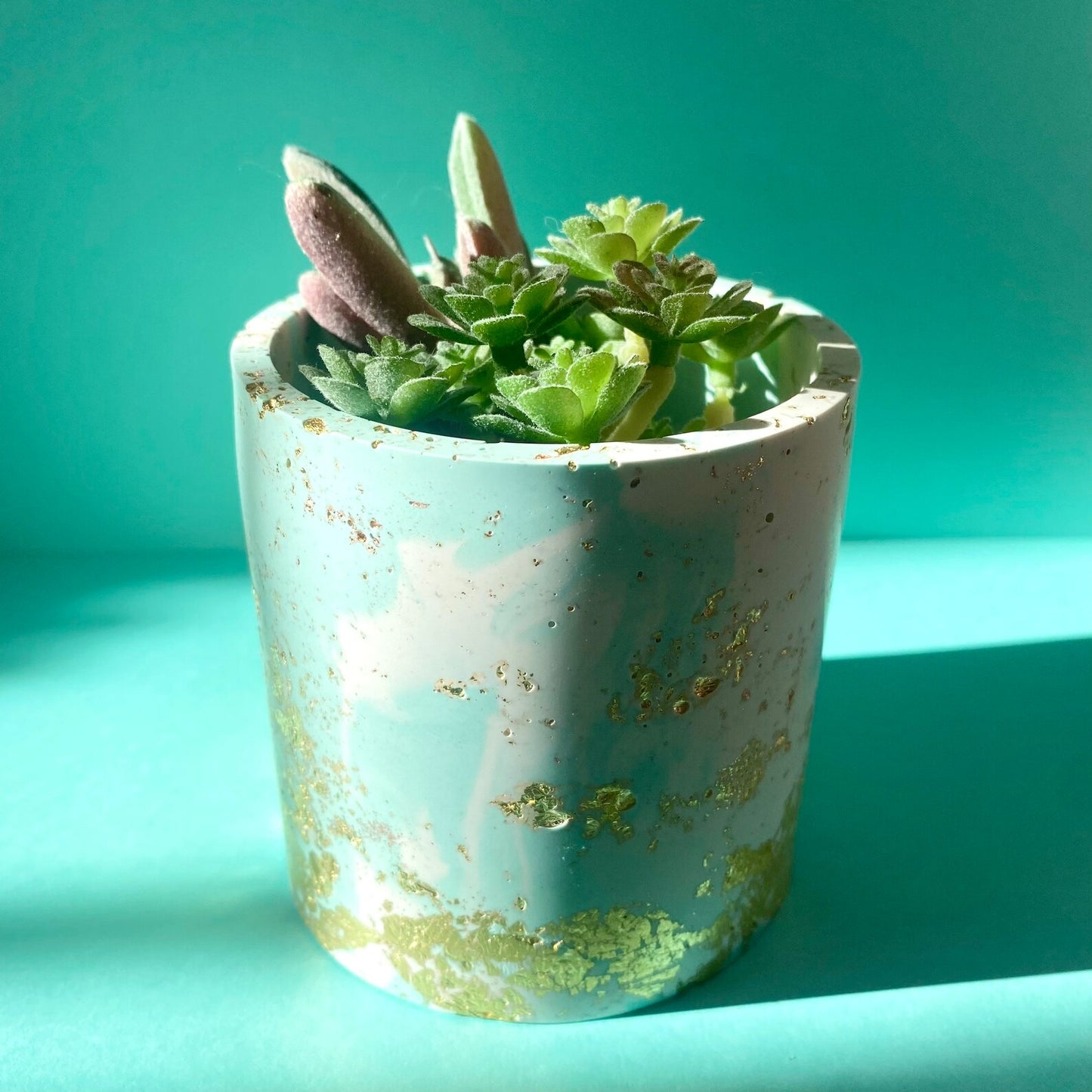 Mint & Gold Marble Planter