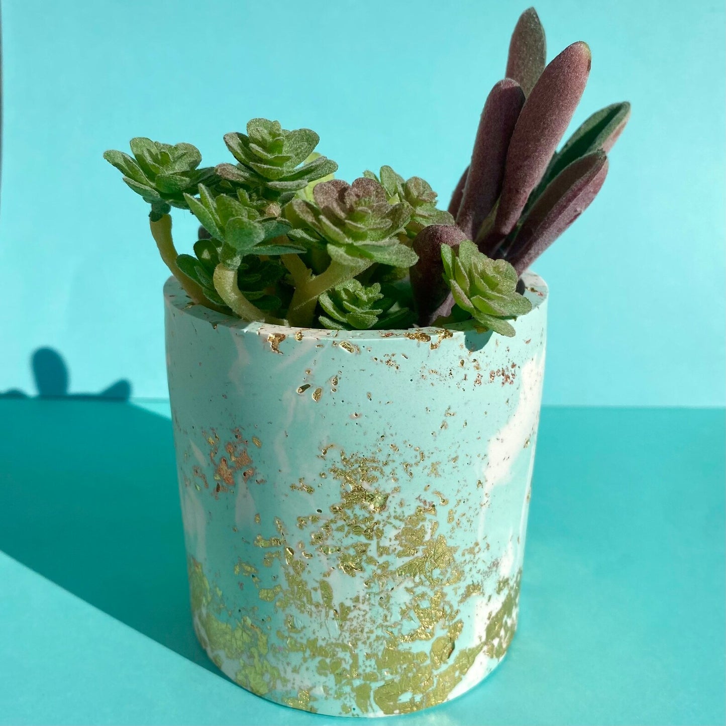 Mint & Gold Marble Planter