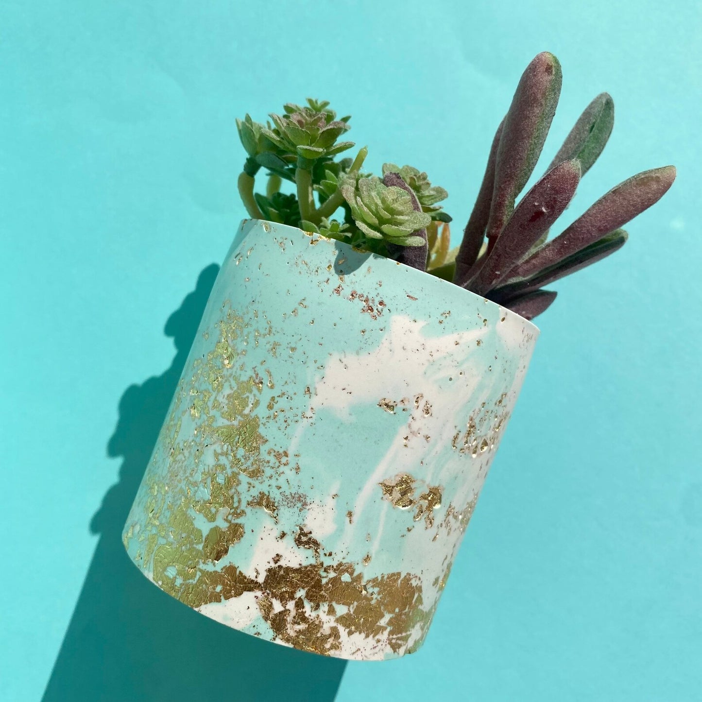 Mint & Gold Marble Planter