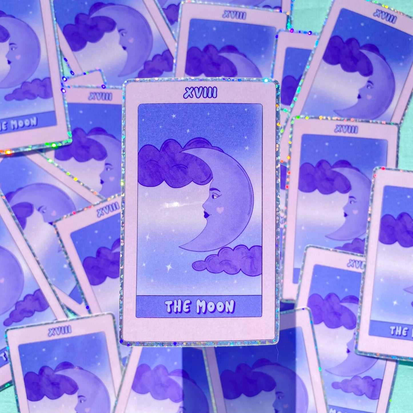 'The Moon' Tarot Card Sticker - Glitter Sticker