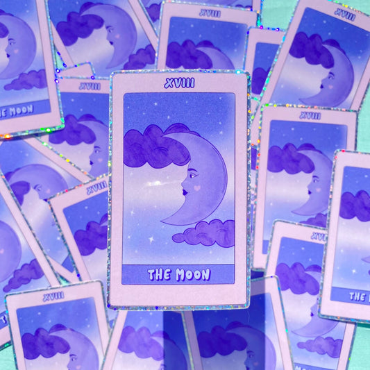 'The Moon' Tarot Card Sticker - Glitter Sticker